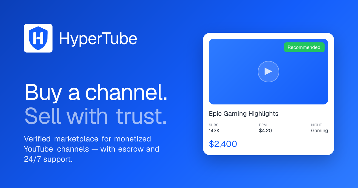 Buy Monetized YouTube Channels for Sale | Hypertube